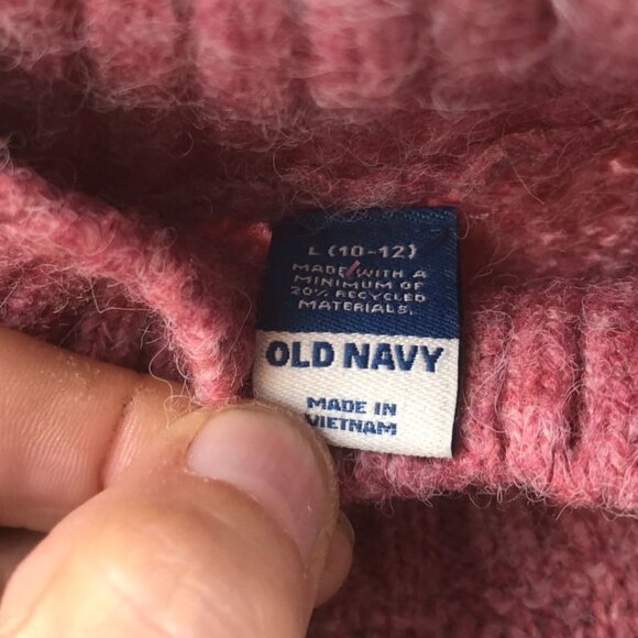 Old Navy Girls Sweater Large Pink Cozy Mock-Neck Shaker-Stitch Cozy - Picture 3 of 8